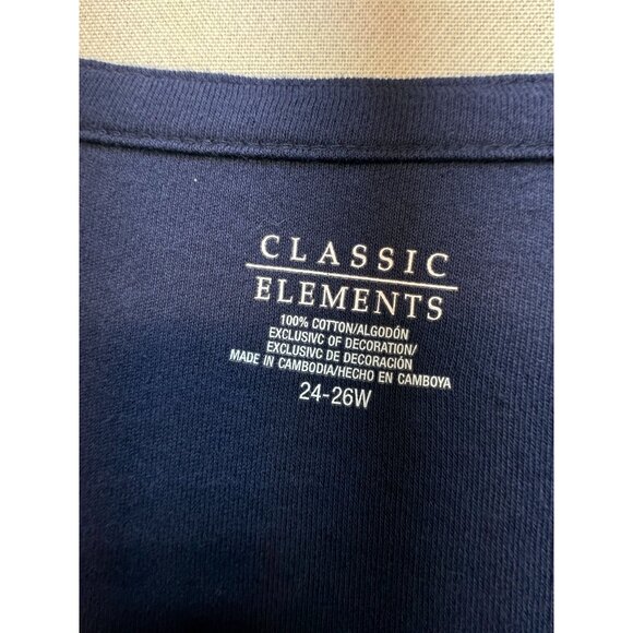 NEW Classic Elements Womens 2 Button Up Cardigan Size 24-26W Navy Embroidered - Picture 2 of 10